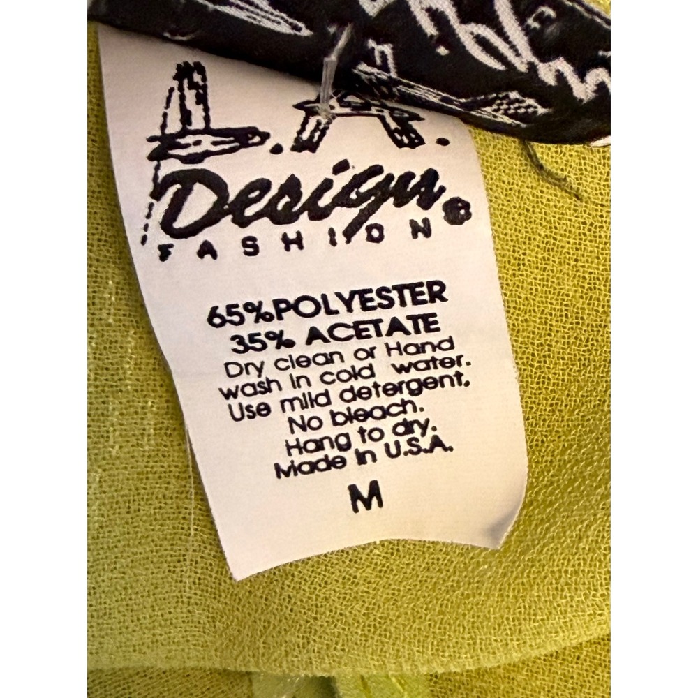 LA Design Fashion Duster Tank Set Medium Chartreuse Sheer Artsy Maxi Cardigan - Picture 7 of 9